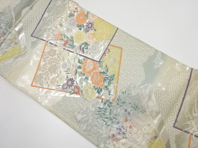 色紙百花文織り出し　袋帯